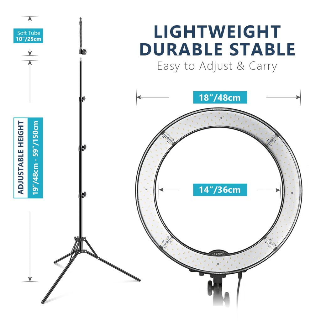 18 Inch LED Ring Light Kit with Tripod Stand and Remote - Tidesmit Tidesmit