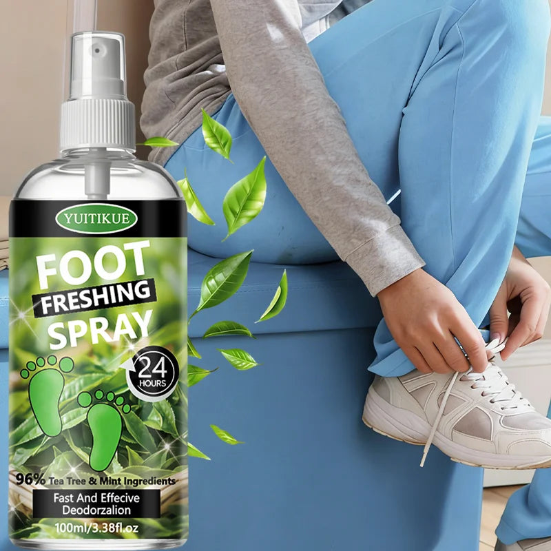 Tidesmit YUITIKUE Tea Tree Foot Freshing Spray, 100ml 24H deodorant spray for effective foot odor control.