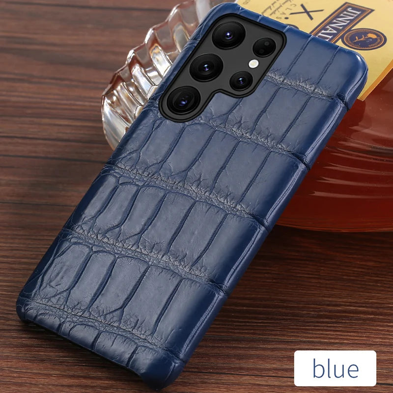 Samsung Galaxy S25 Ultra Leather Case - Slim Protective Cover blue Tidesmit