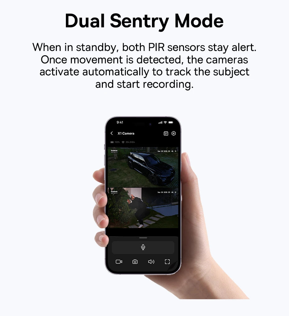 Baseus Security X1 Pro Outdoor Dual Camera Wireless 3K Camera Solar Panel Face Recognition Smart AI Tracking Security Camera