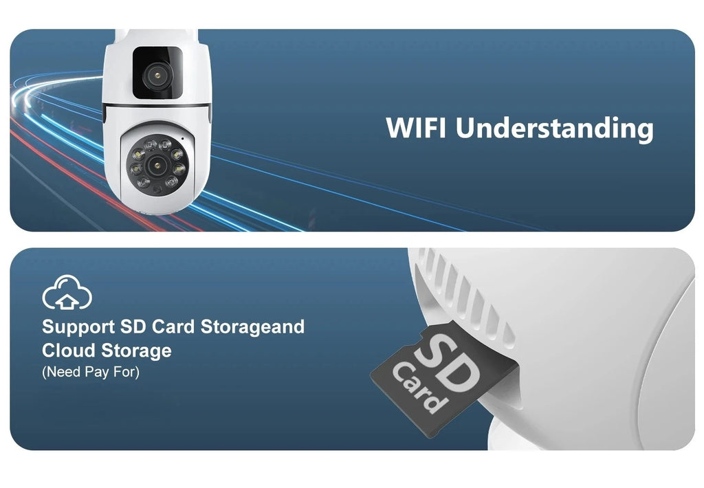 8MP WIFI Surveillance Camera Dual Lens Dual Screen 5MP IP Cameras Wireless Auto Tracking Color Night Vision 10X Zoom HD Camera