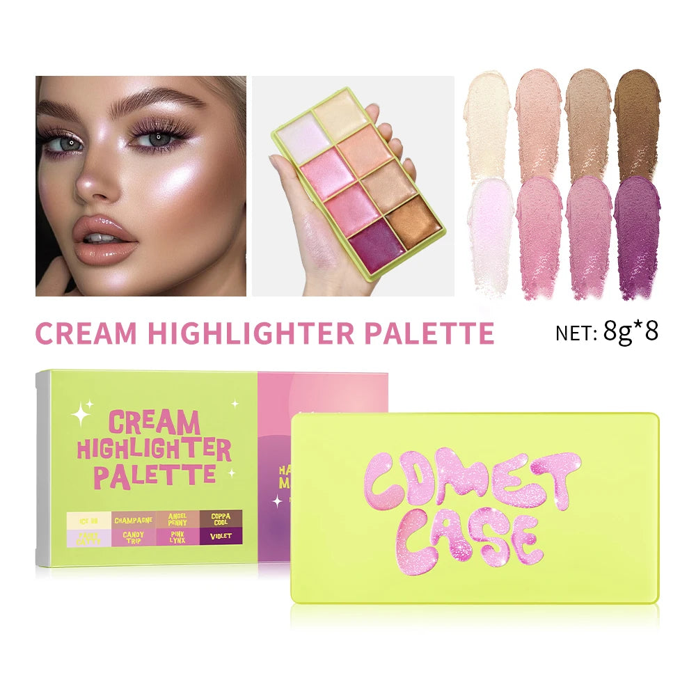 Tidesmit high gloss cement case cream palette featuring matte and shimmer pink brown nude makeup shades detail view