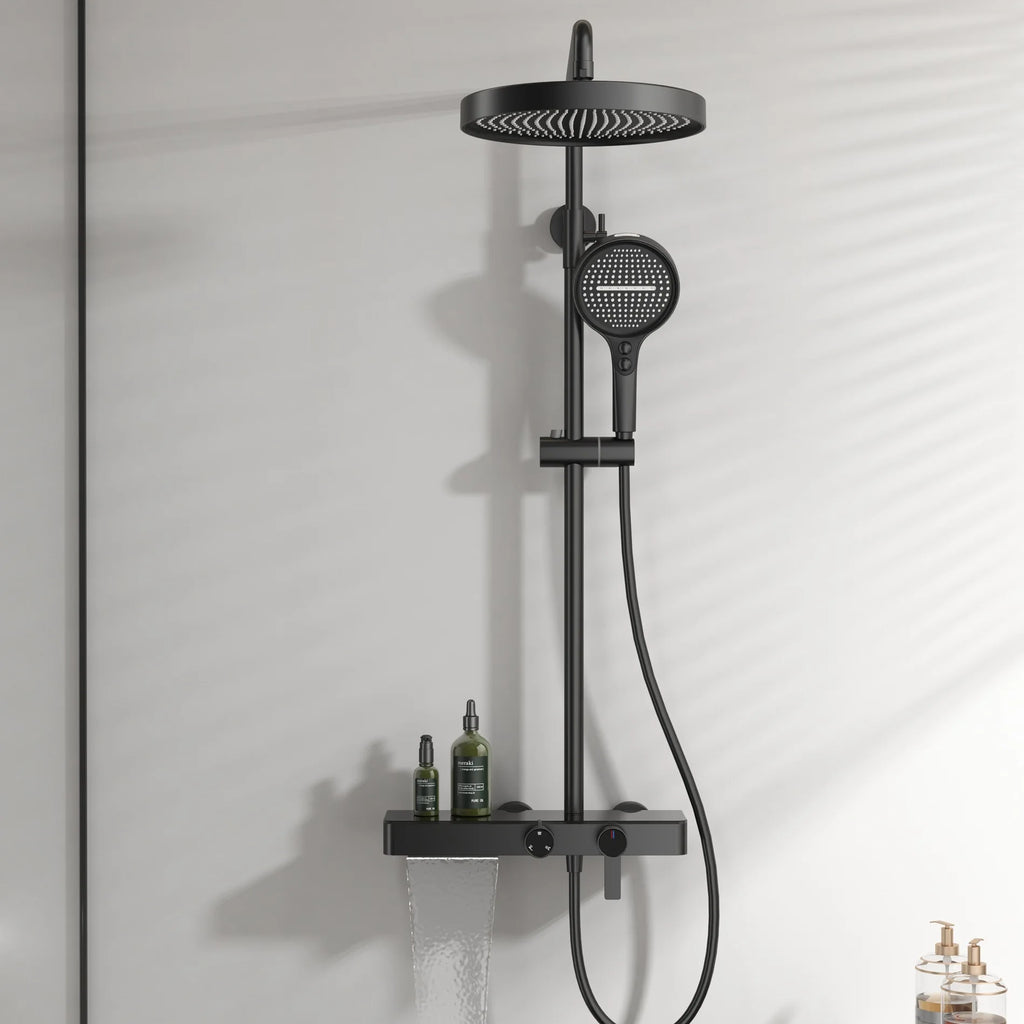 KEMAIDI Bathroom Shower System Set Hot and Cold Control Multifunctional Knobbed Triple Function Shower Set with Hand Shower