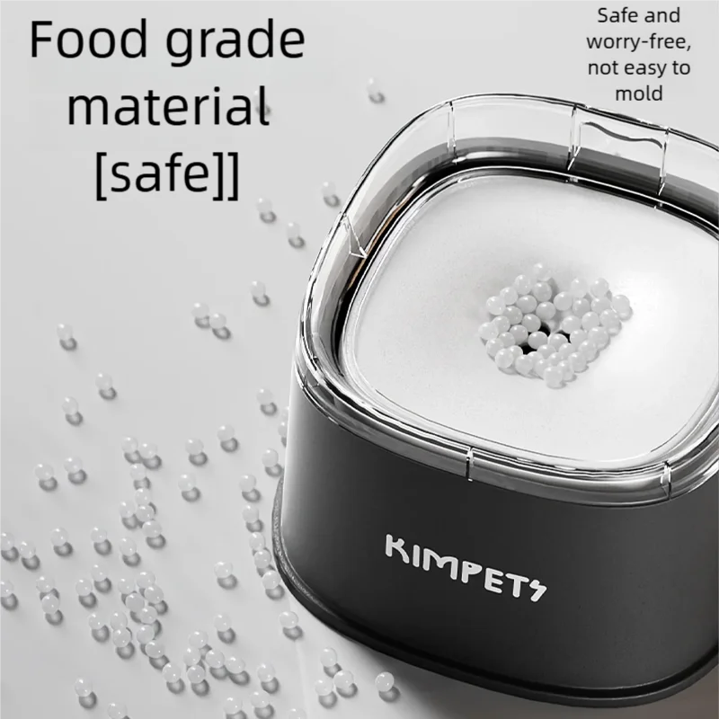 2000ml spill-proof dog water bowl in black. Food-grade slow feeder for messy drinkers prevents wet faces and spills.