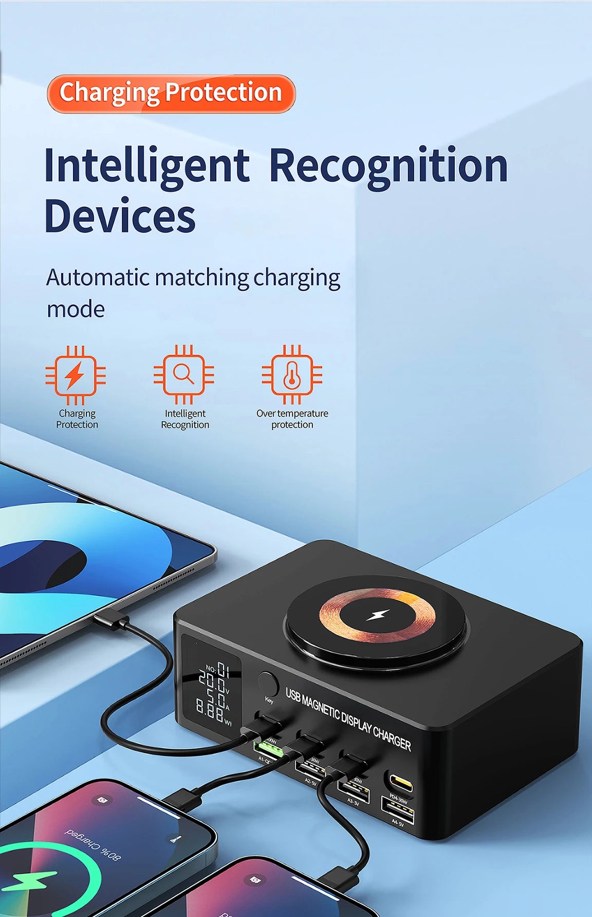 220W GaN USB-C Fast Charger Station for Multi-Device Charging Tidesmit