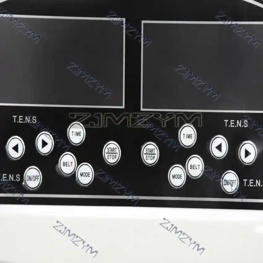 Dual ionic detox footbath machine control panel with TENS massage buttons, digital display, and white sleek interface.