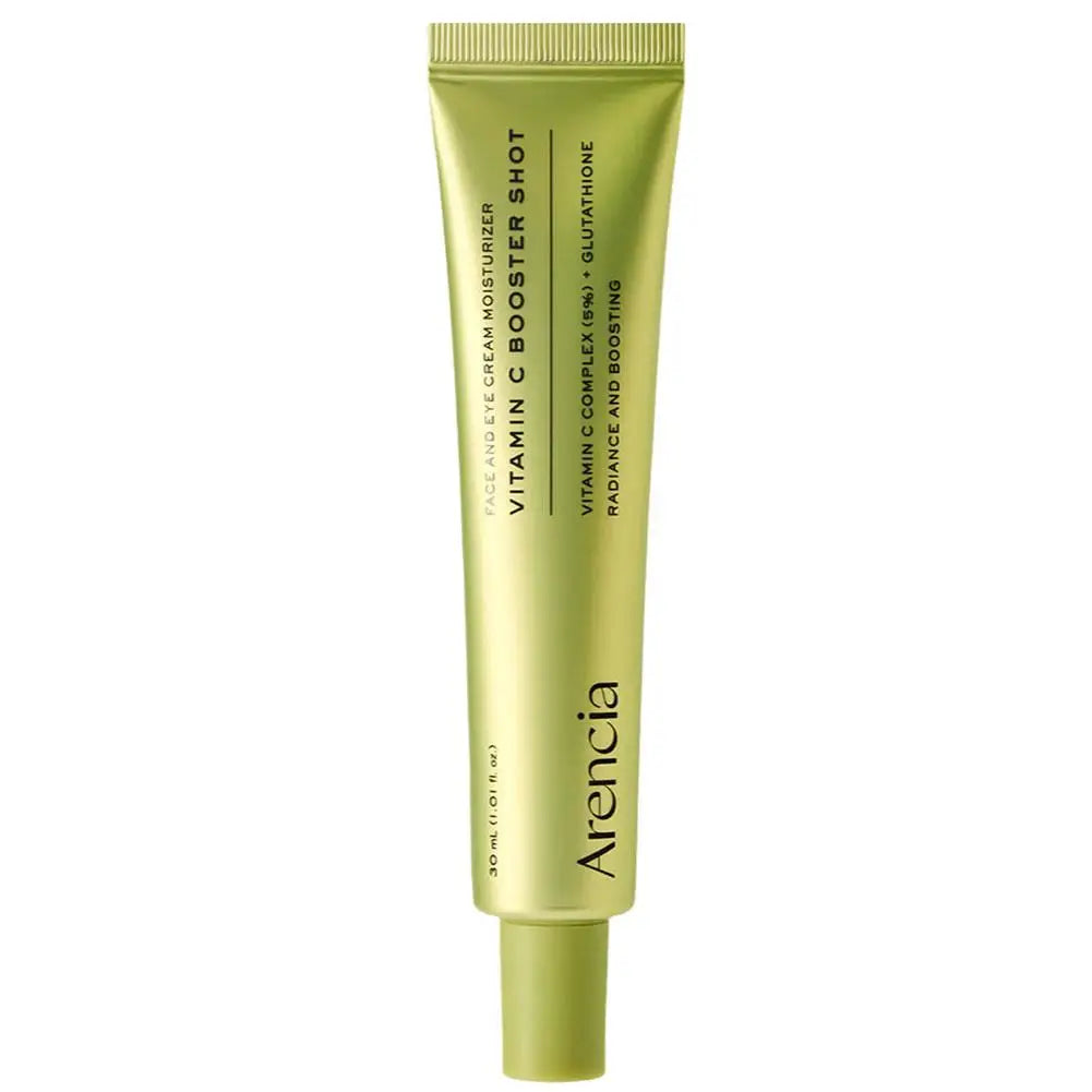 Green Arencia vitamin c retinal booster cream tube with ribbed cap