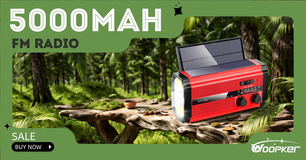 Woopker Radio XSY-330 10000mAh FM Emergency Radio Solar Hand Crank Generator AM/FM/NOAA LED Portable Radio SOS Alarm Power Bank