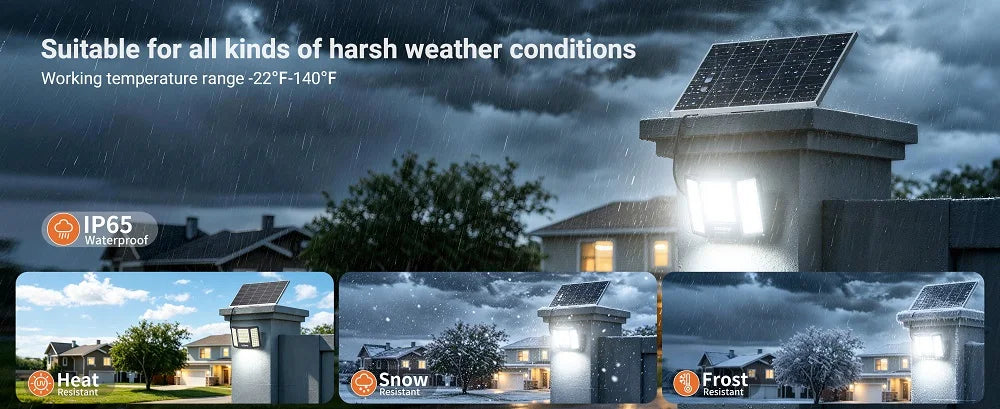 Outdoor Solar Flood Lights Dusk to Dawn 20000mAh Long Battery Life 3 Colors Floodlight With Super Large Solar Panel 16.4 FT Cable Security Spotlights Waterproof For Yard Garden Backyard Porch Driveway