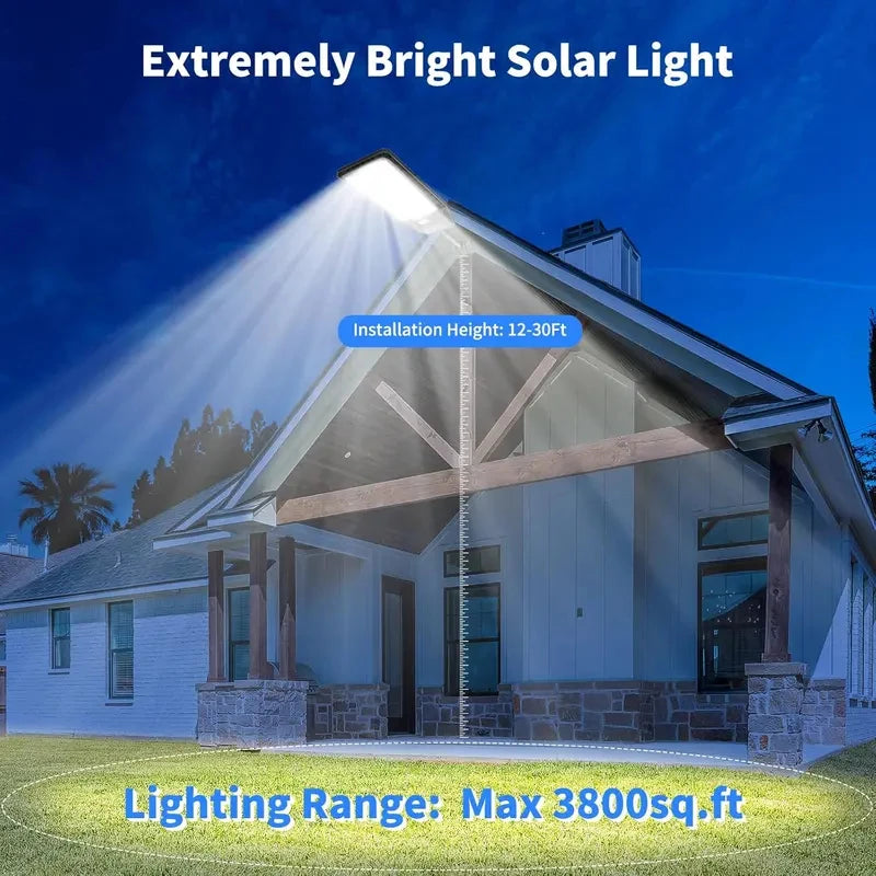 Solar Security Light Outdoor, Solar Street Light with Motion Sensor, Dusk to Dawn Auto Lighting, IP66 Waterproof LED Solar Powered Light for Yard Garden Driveway Porch Area Lighting, 3-Year Warranty