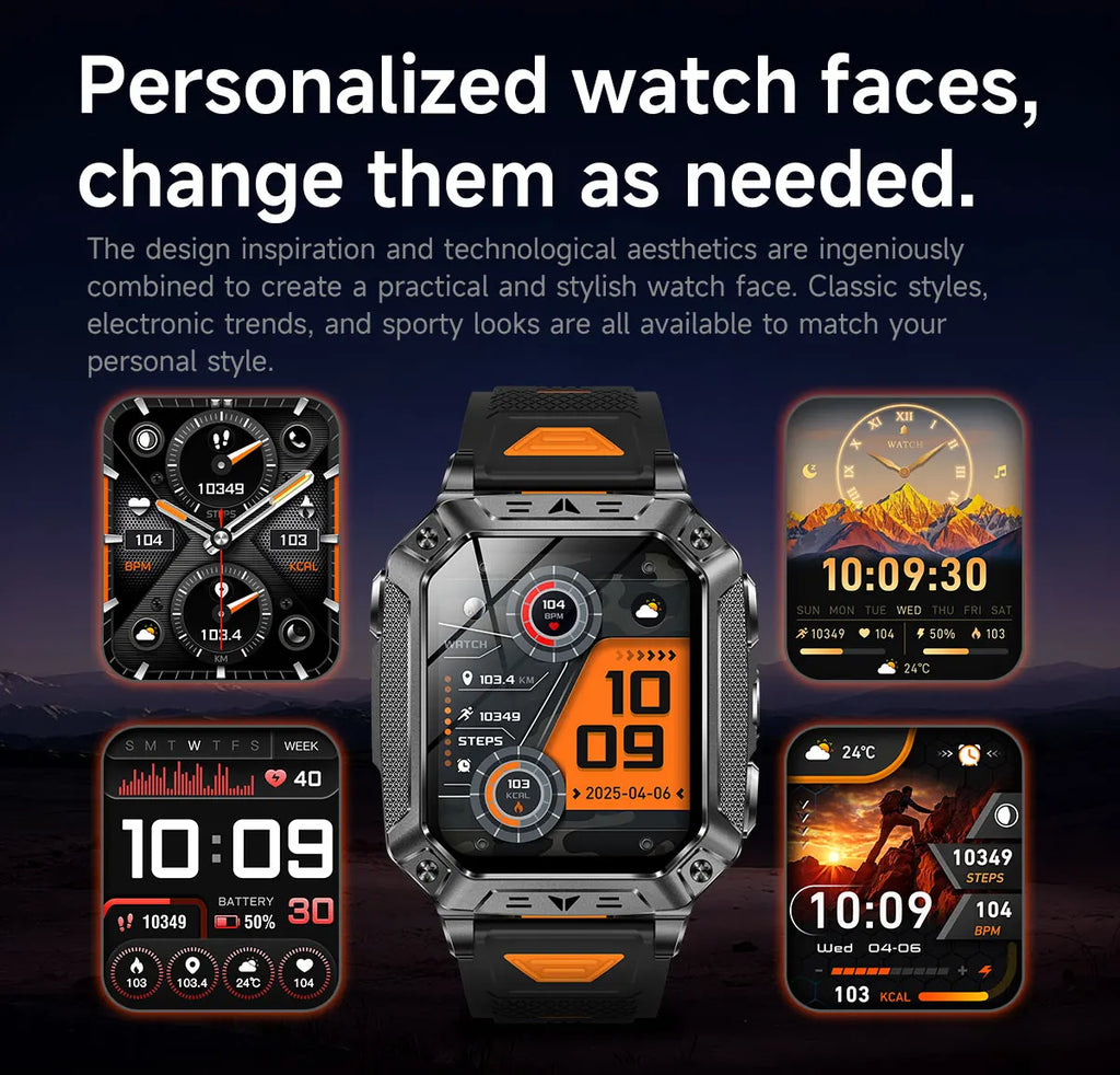 YLL-AK86 Outdoor Sport for Smart Watch Fitness Tracker Sleep Tracker IP67 AMOLED Screen Heart Rate Monitor Magnetic Charging
