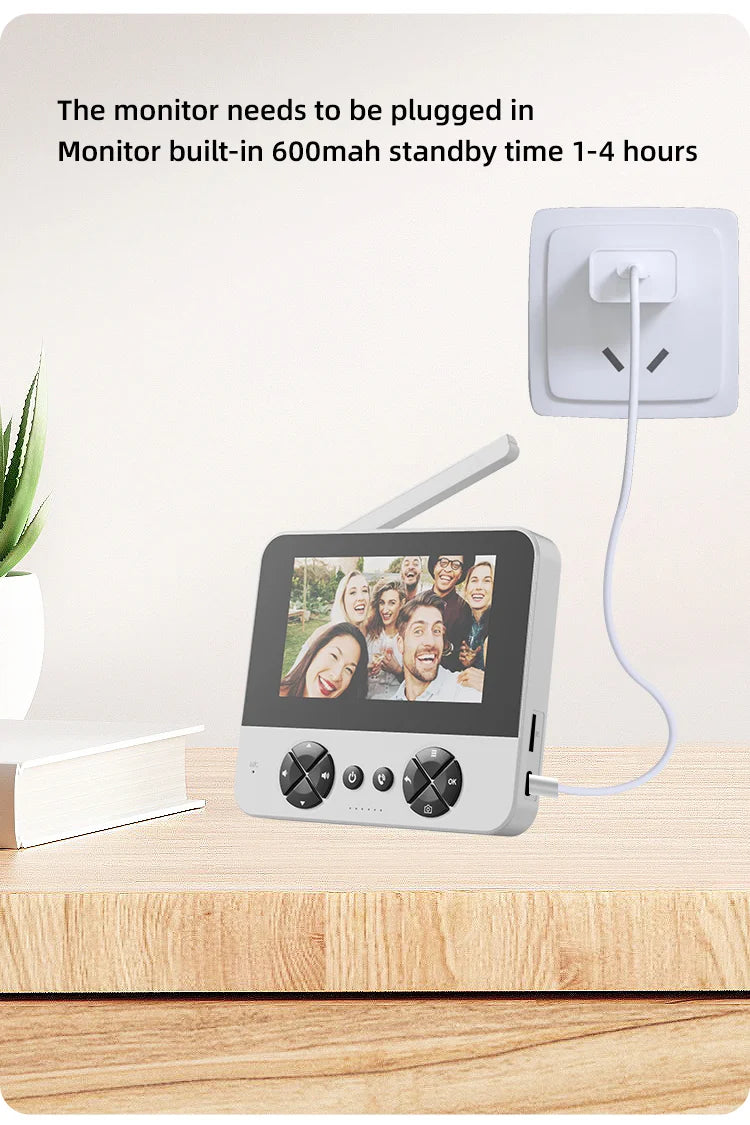 Wireless video doorbell, 4.3 "IPS display 720P high definition intelligent intercom, 2.4G wireless two-way call, night vision