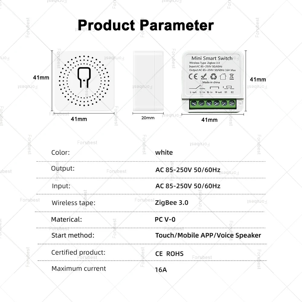 Zigbee Smart Switch Module 16A - App-Controlled Light Relay Tidesmit