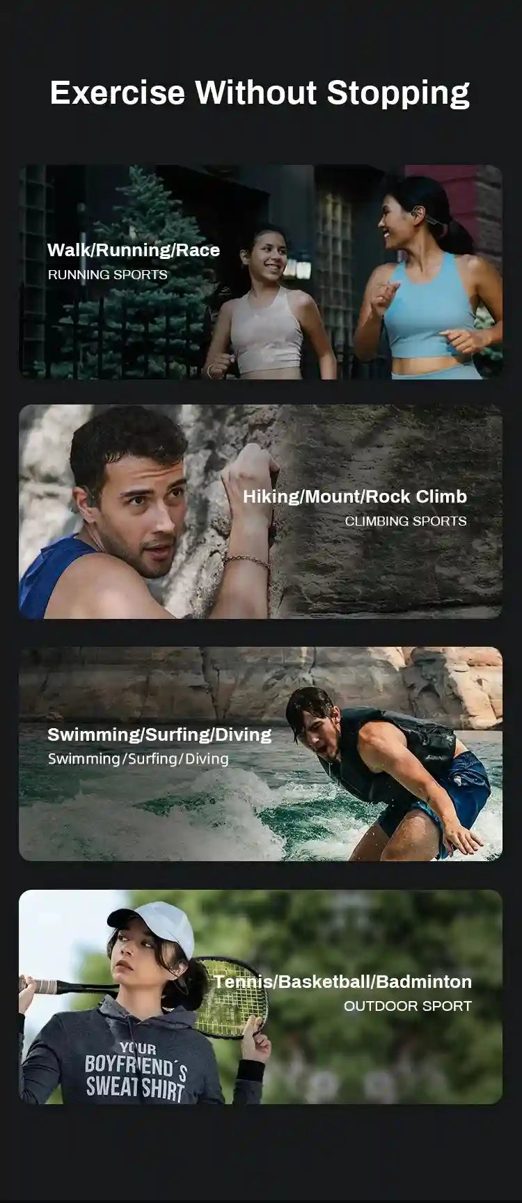 Bone Conduction Wireless Headphones - Open-Ear Bluetooth Sports Audio Tidesmit