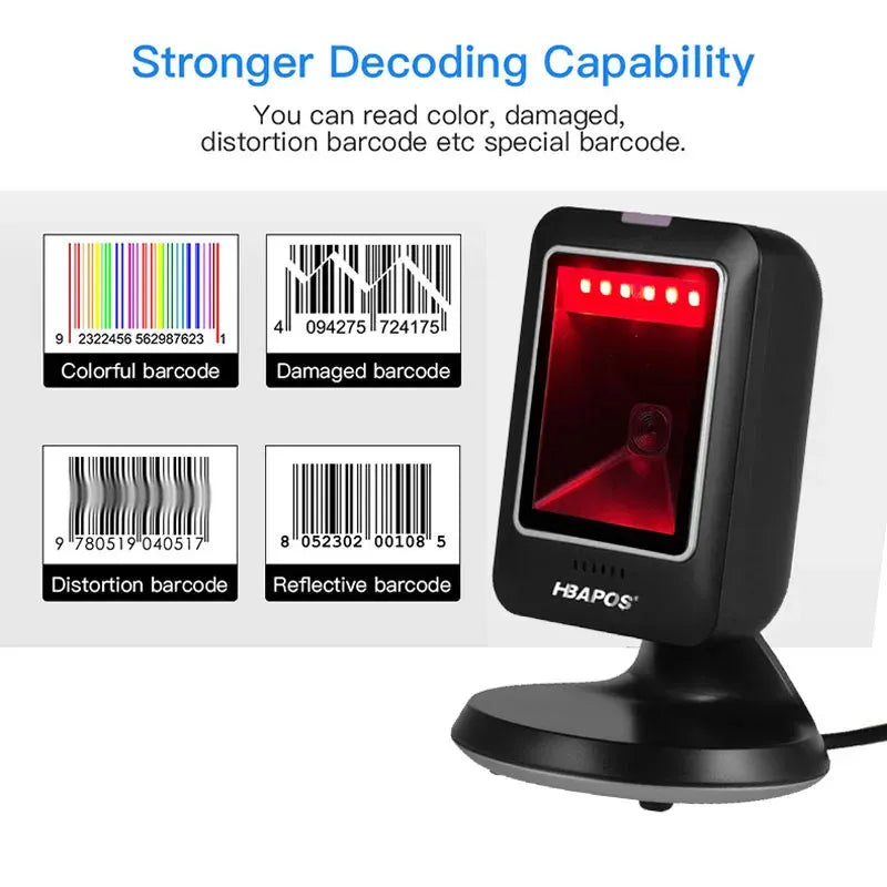 Barcode Scanner 2D All-Round Desktop Automatic Sensing Data Matrix Reader Supermarket USB Barcode Reader 1D 2D QR Code