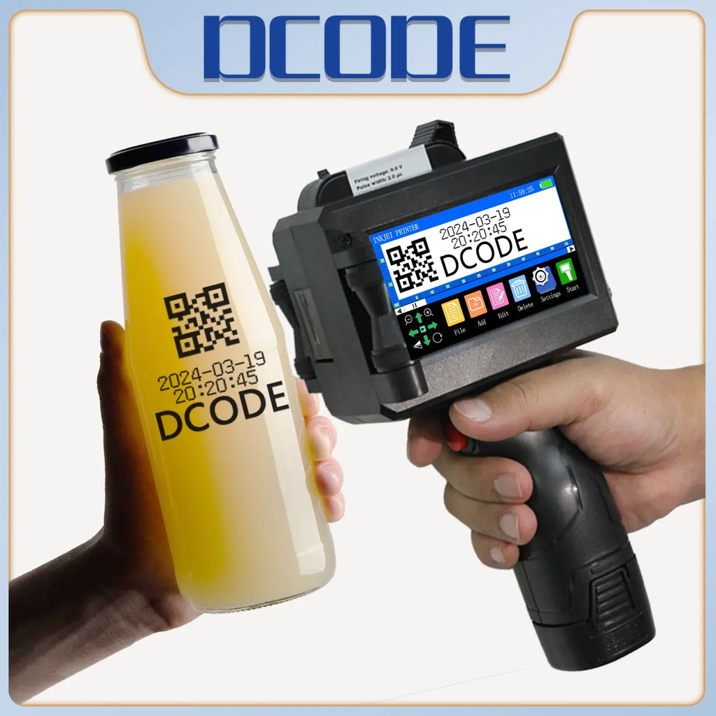DCODE 1750PLUS-1 25.4mm Handheld Inkjet Printer Portable TIJ Printer Logo Counter Batch Number QR Barcode Date Coding Machine