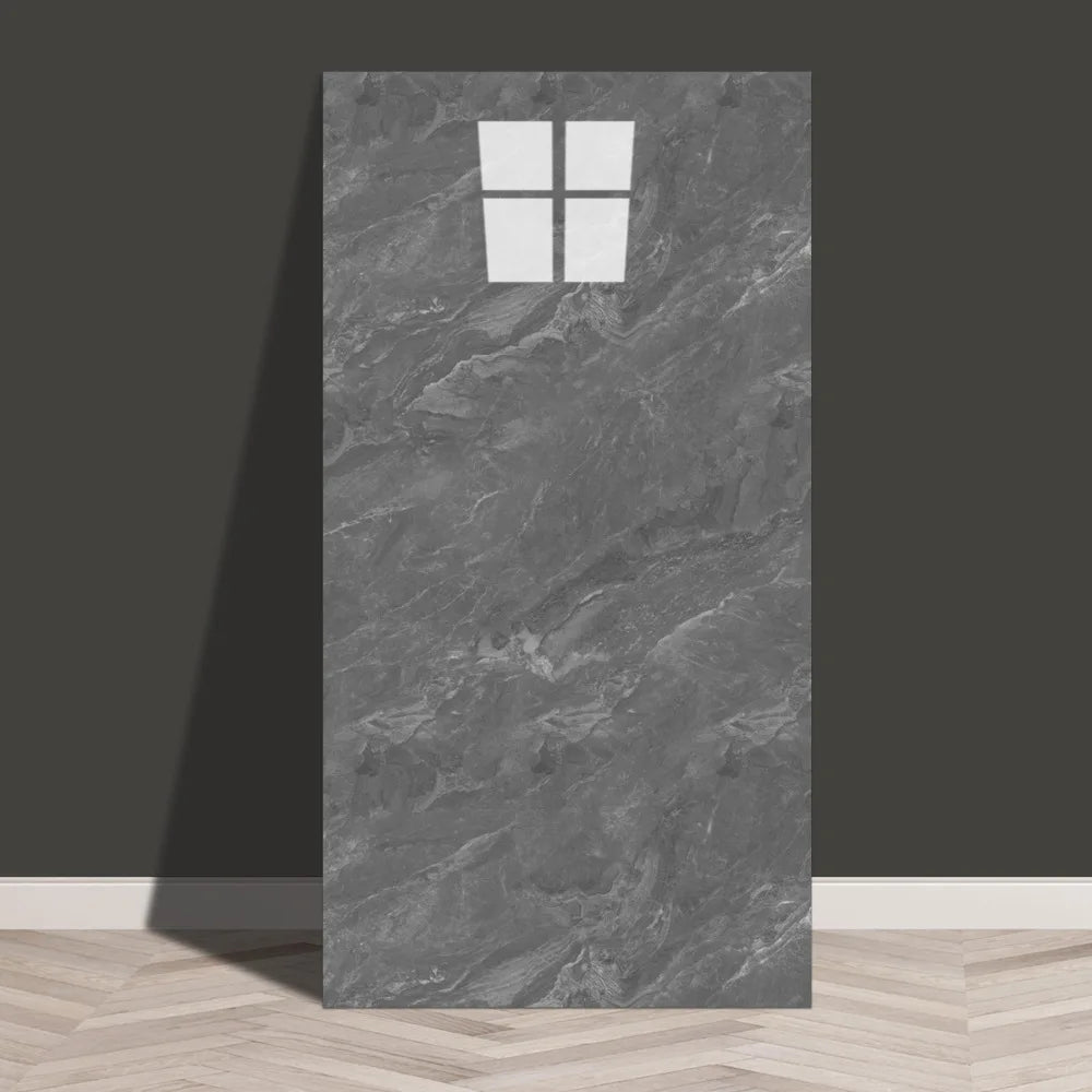 Dark grey marble-look self-adhesive PVC tile sticker sheet, waterproof finish, 30x60cm