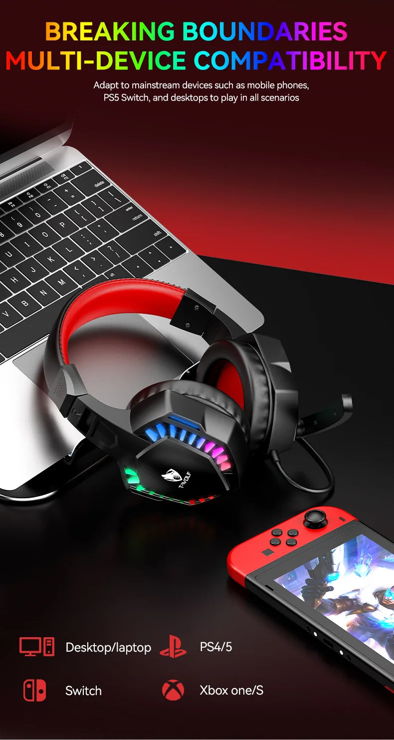 Gaming Headphones with RGB Microphone & Stereo Bass - H120 Tidesmit