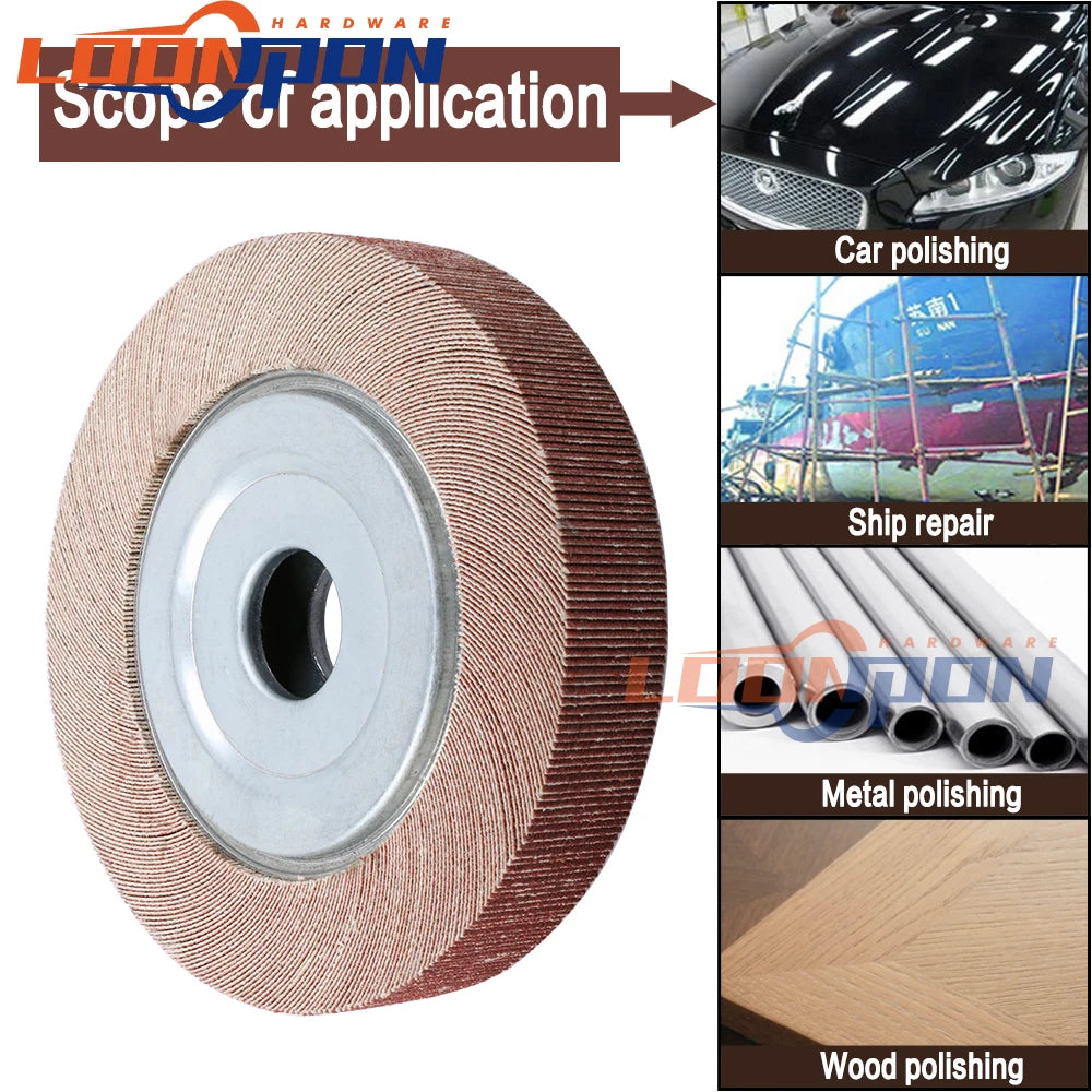 150x25mm Bore Flange Flap Grinding Wheel Aluminum Oxide Sanding Cloth Mop Abrasive Polishing Disc for Metal Wood Thickness 25mm