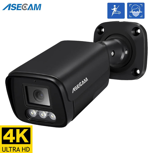 Outdoor black bullet CCTV security camera with front lens and IR night vision LEDs