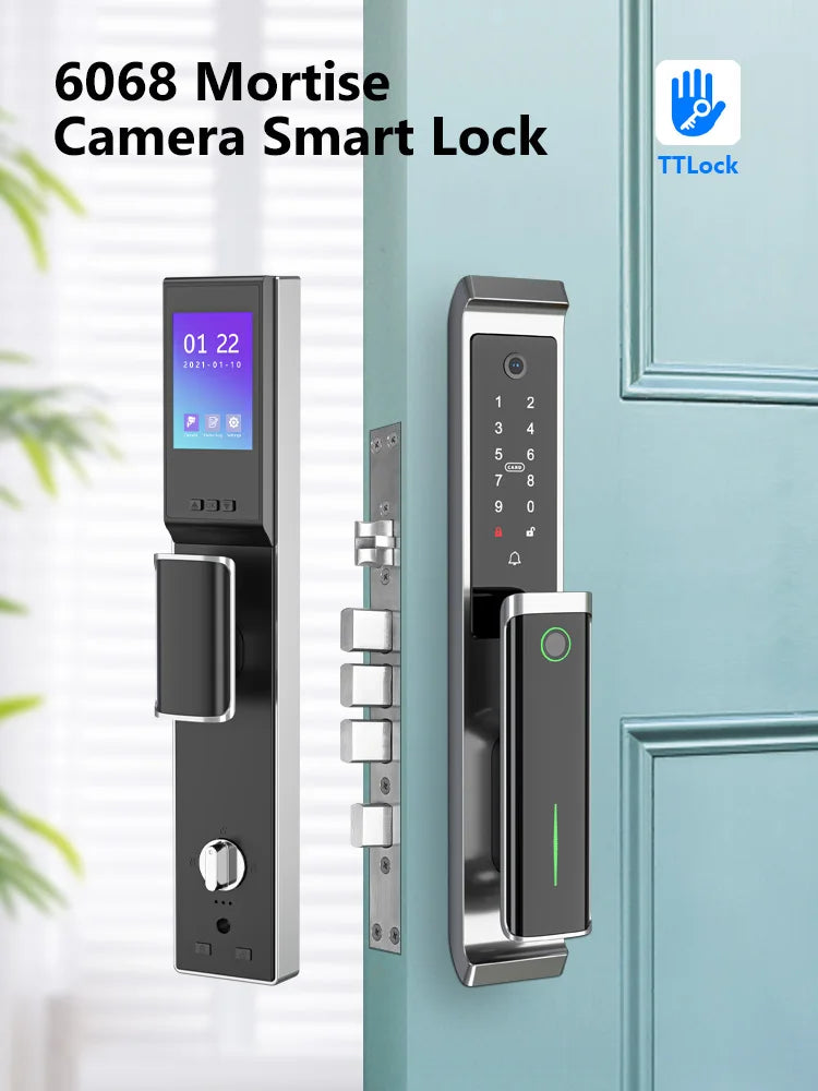 New Bluetooth TTlock App Security Door Camera Lock Video Fingerprint Household Electric Automatic Deadbolt Smart Door Lock