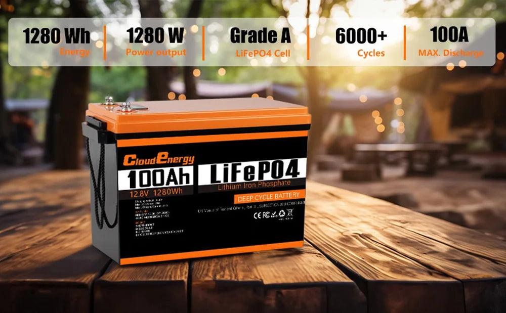 12V 100Ah LiFePO4 Battery Pack - 6000 Cycle High Capacity Power Tidesmit