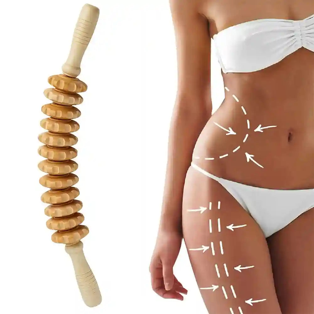 Wood Therapy Massage Roller for Lymphatic Drainage | 12 Rollers Eye Massage Instrument Curved 12 Roller Tidesmit