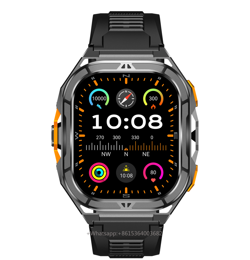 YLL-HRS X05 Smart Watch-AMOLED Square Display Android OS GPS Navigation SOS Button Heart Rate Sleep Activity Tracker Qibla Direc