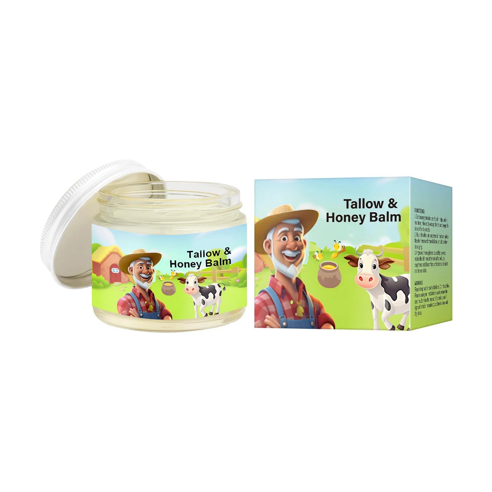 Tallow & Honey Balm 60g, Face and Body Moisturizer, Natural Skin Nourishing Cream to Improve Texture for Soft Firm Skin
