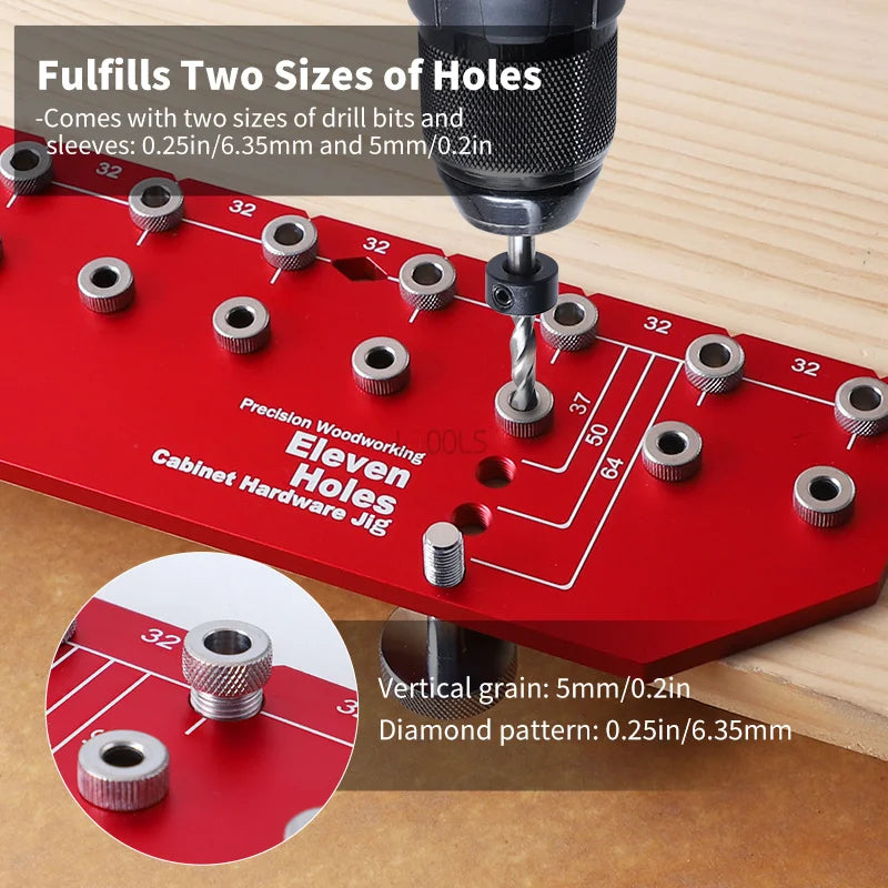 Puncher Hinge Shelf Pin Jig Set Aluminium Alloy Shelf Pin Drill Guide for Cabinet Shelf Installation Tools Clear Markings