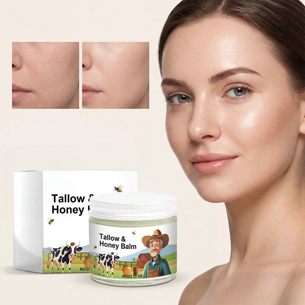 Hydrating Tallow & Honey Balm Skin Nourishing Smoothing Delicate Moisturizer to Improve Texture for Soft Firm Skin Daily Skincar