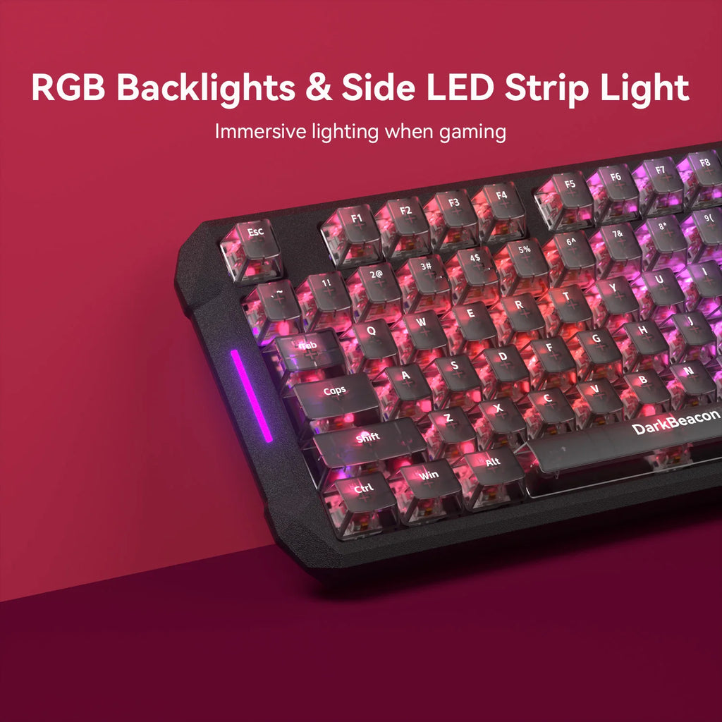 DarkBeacon Blade 87 Hot-Swappable Silent Keyboard RGB Backlit Mechanical Gaming Keyboards 8000Hz USB-C Wired for Windows MacOS