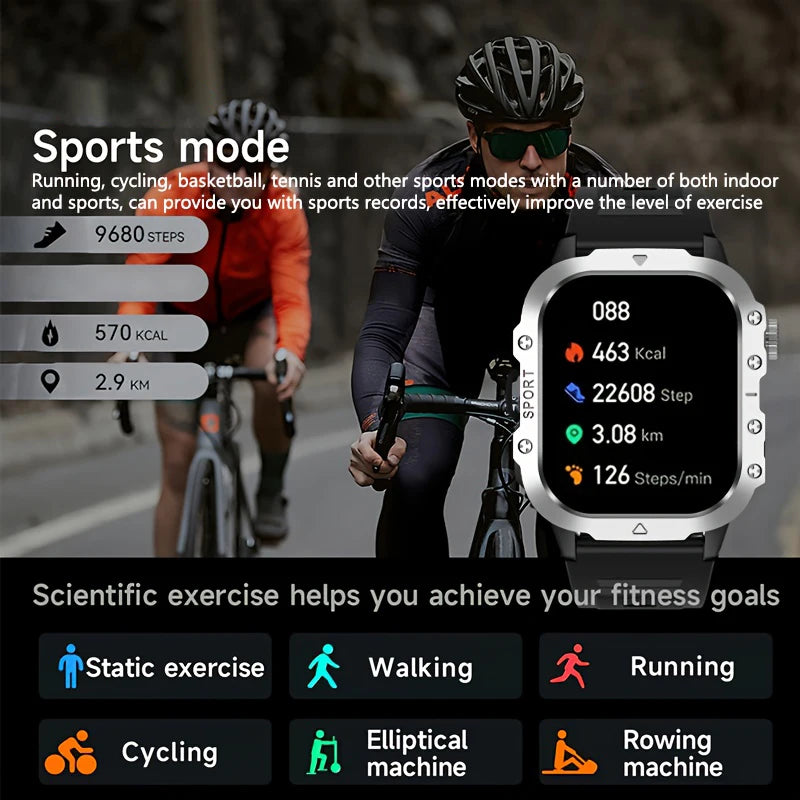 LAXASFIT 2026 New LED Smart Watch Men Bluetooth Calling Voice Control Multi Sport Modes Health Monitor Outdoor Smartwatch