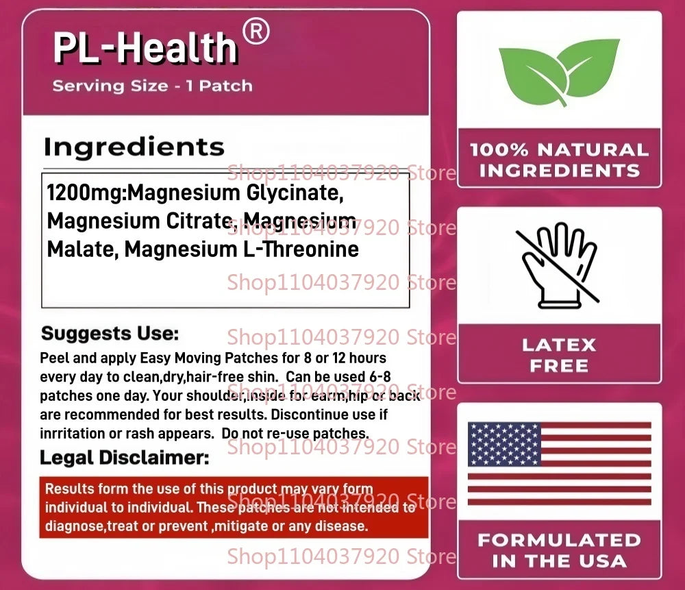 30 Patches Magnesium Glycinate 4-in-1 Complex Transdermal Patches with Citrate,Malate & L-Threonate Sleep Support, Muscle Health