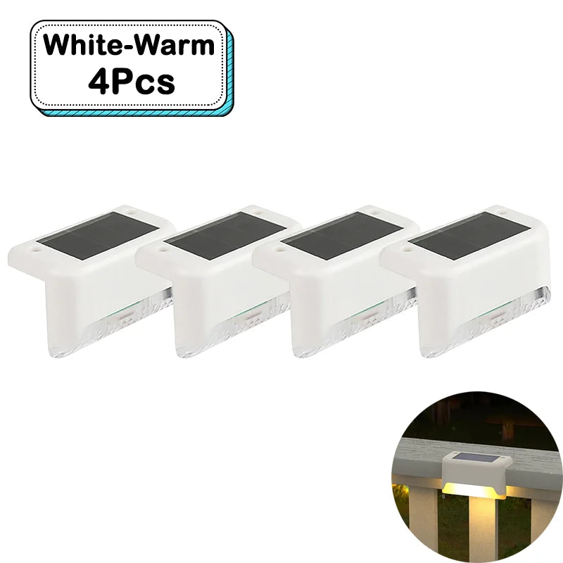 Outdoor Solar Step Lights Warm White LED Waterproof Stair Path Lighting for Garden Patio Fence Balcony Decoration Solar Power
