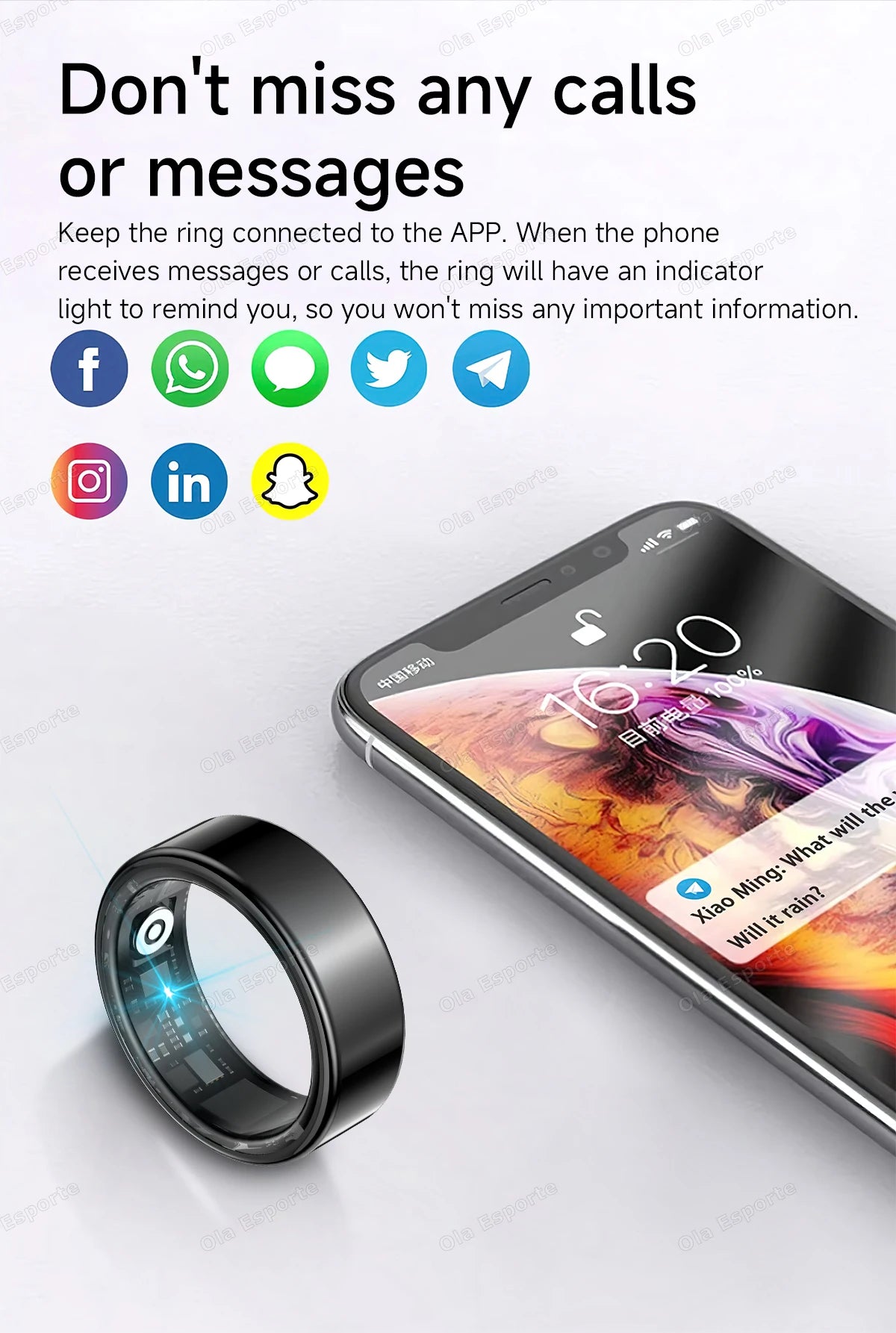 2025 Smart Ring Call Alert, Message Notification, Hand Gestures Control, Health Manager, IP68 5ATM Waterproof Ring For Men Women