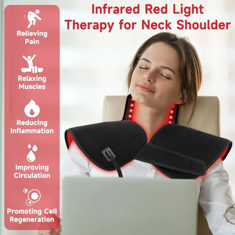Red Light Therapy Pad for Muscle Relief with 288 LEDs Infrared Heat Massage Chairs Tidesmit