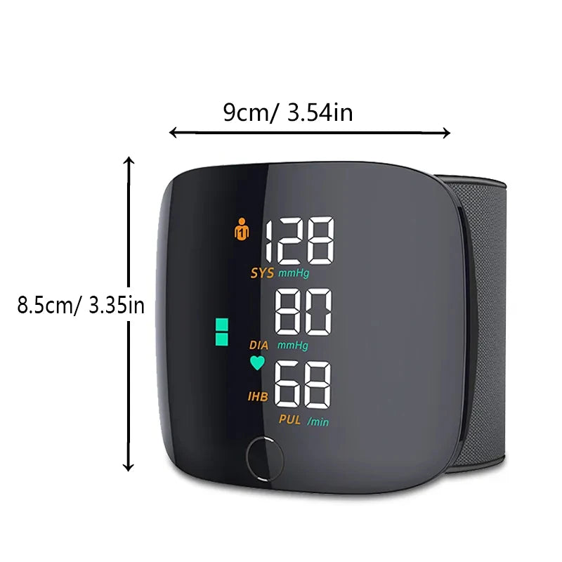 Recharge Digital Wrist Blood Pressure Monitor English Voice Sphygmomanometer Heart Rate Pulse Meter Medical Tonometer USB