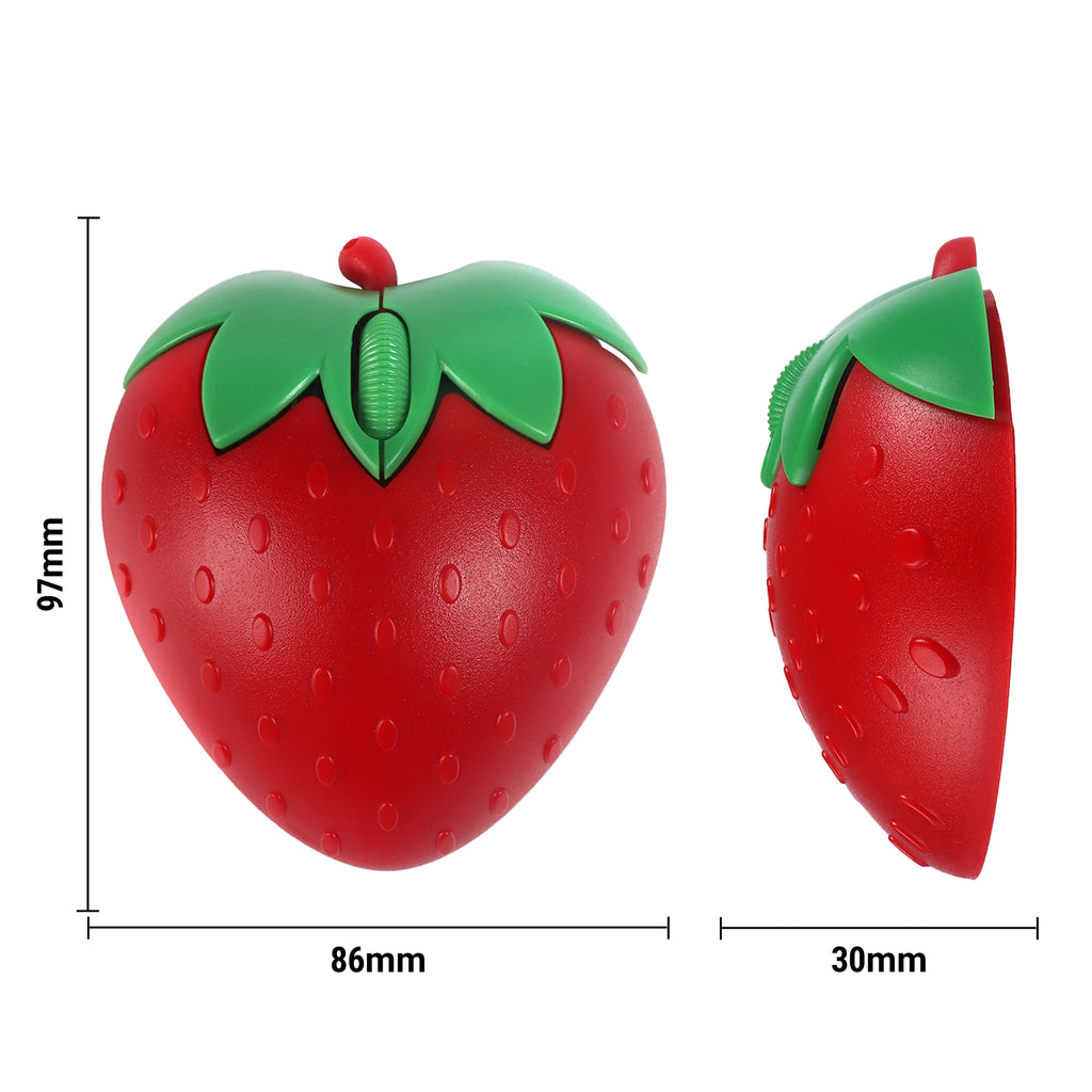 Wireless Cute Mouse 2.4G Bluetooth Dual-mode Strawberry Appearance Mute Button Light Weight Portable Office Use Gift For Girl