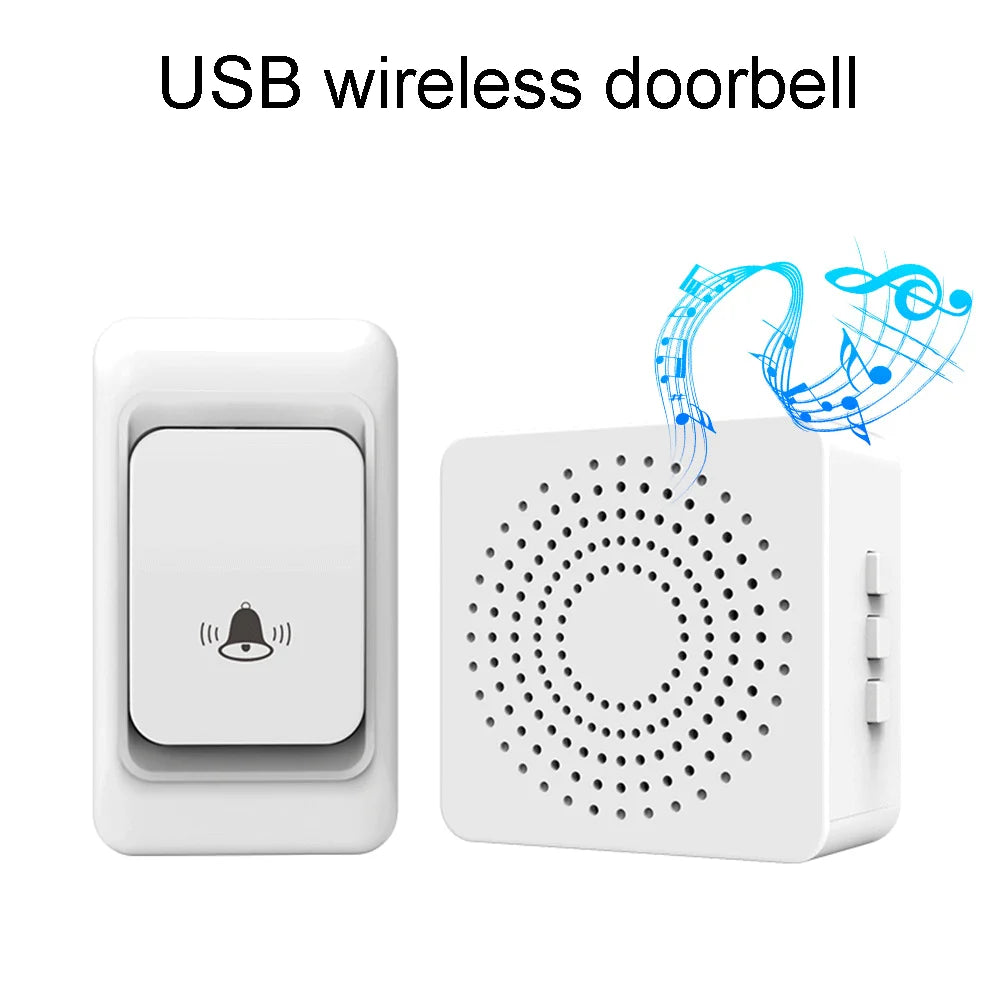 USB Doorbell - Wireless Home Smart Ultra-Long-Range Remote Control Doorbell - USB Power Supply - Elderly Call Reminder Device