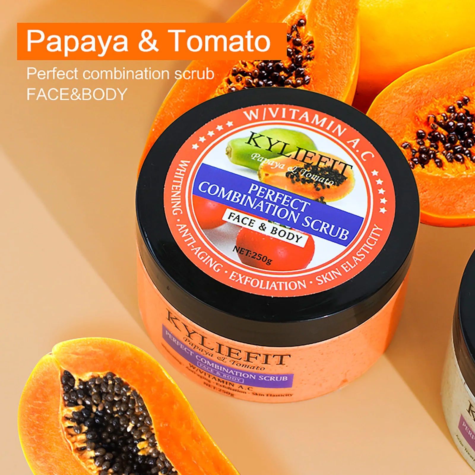 Papaya Tomato Body Scrub 250g | Natural Exfoliating Treatment by Tidesmit Scrubs Treatments Tidesmit