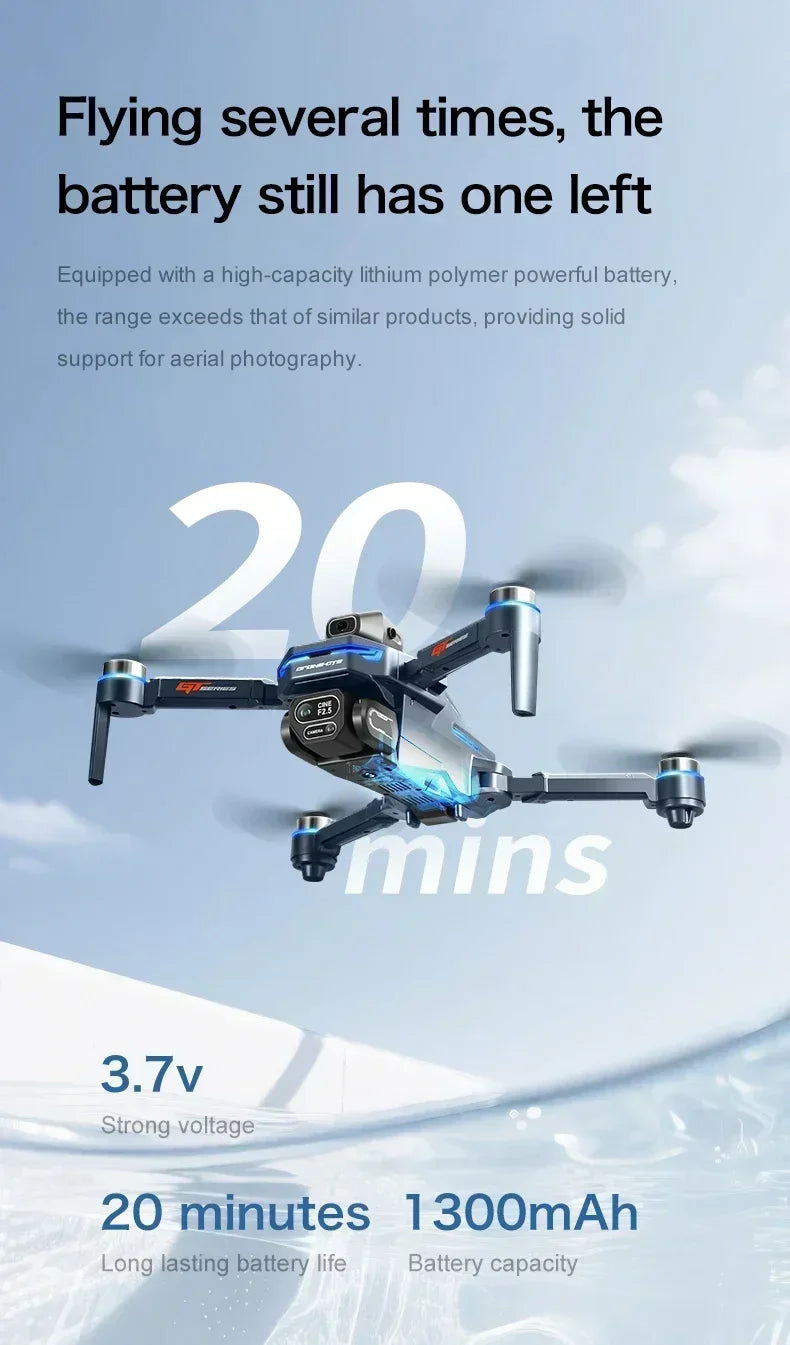 GT8 Dual Lens Camera Drone - 8K GPS Obstacle Avoidance Foldable Drone Tidesmit
