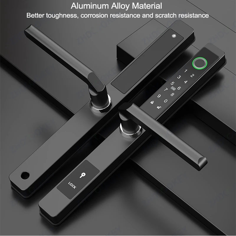ZHDCOOKEY Biometric Digital Door Lock  Waterproof TTLock APP BLE Fingerprint RFID Card Password Aluminum Sliding Door Smart Lock