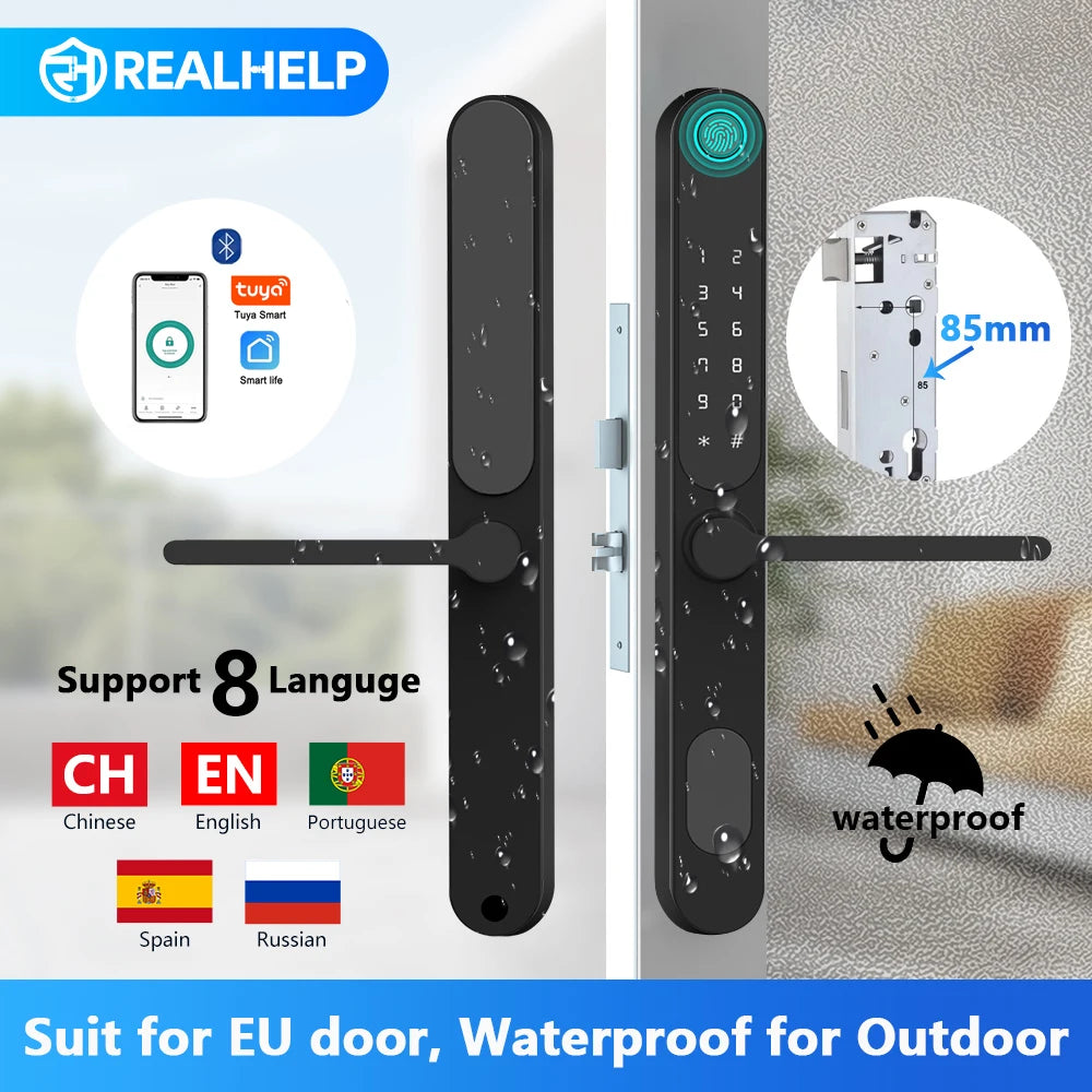 85 Lock Body Smart Lock For Aluminum Patio Glass Door Smart Life APP App Handle Fingerprint Electronic Digital Lock