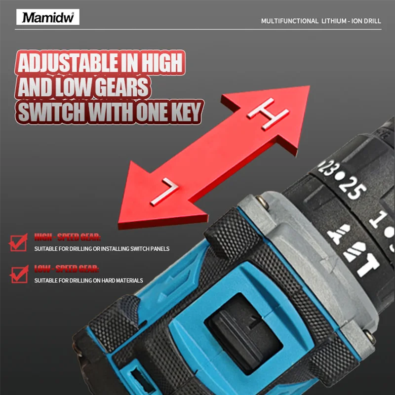Brushless Cordless Impact Drill 120N.m, 3-in-1 Wireless Electric Screwdriver Hammer Drill, 2 Speed for Concrete Wood Metal Drilling, for makita 18V Battery