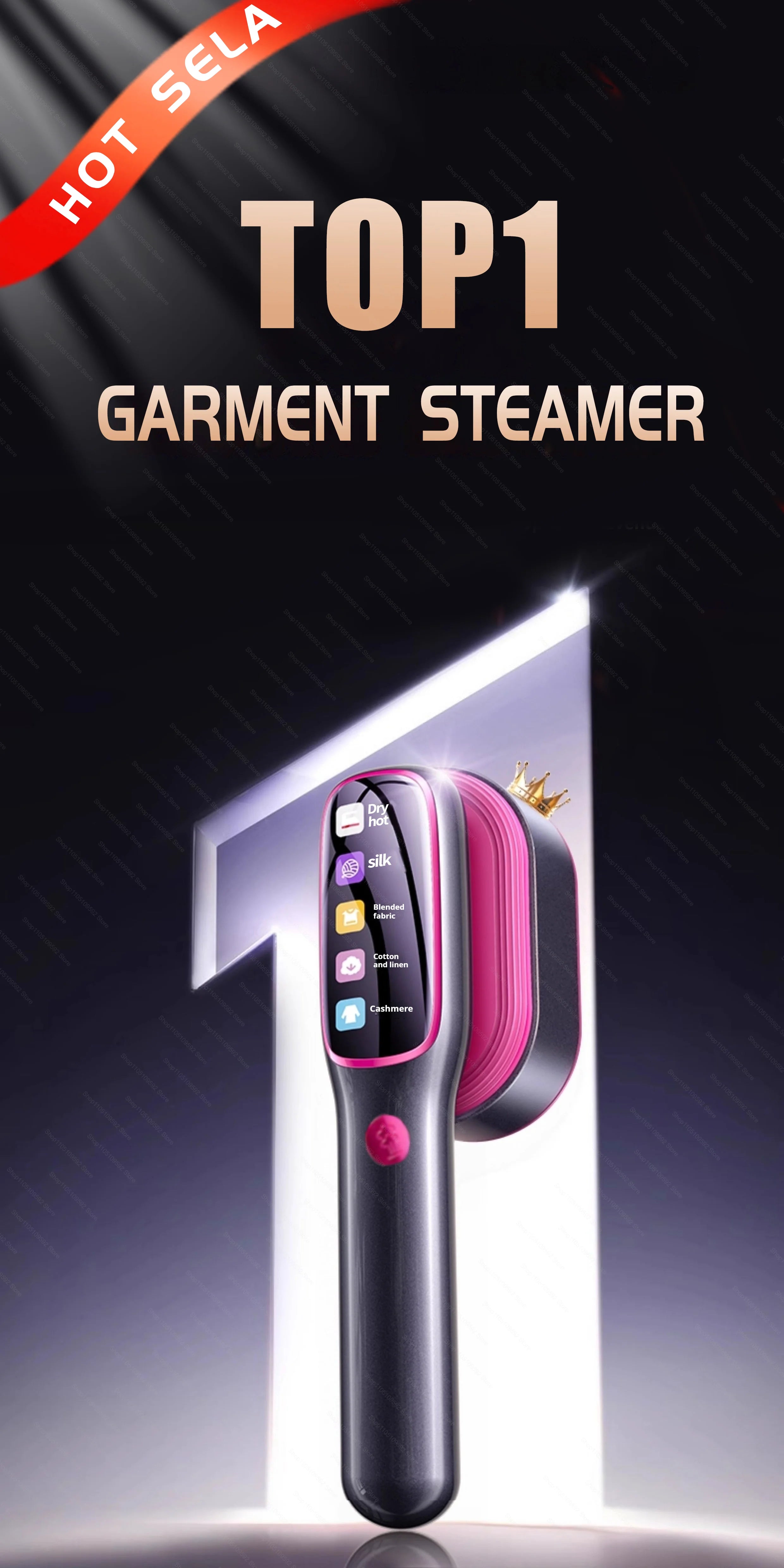 Tidesmit portable handheld garment steamer showing compact design and fabric steam nozzle for travel clothes ironing