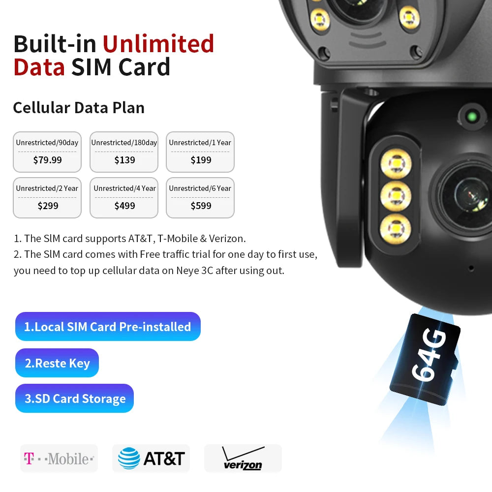 8MP 4K 4G SIM Solar Camera Outdoor Dual Lens Dual Screen Camera AI Automatic Tracking Detection Built-In Battery Solar Camera