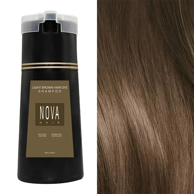 Nova 3-in-1 Hair Coloring Shampoo Oil Control Fluffy Refreshing Hair Dye Quick Dizzy Hair Coloring Shampoo Hair Care 7 Colors