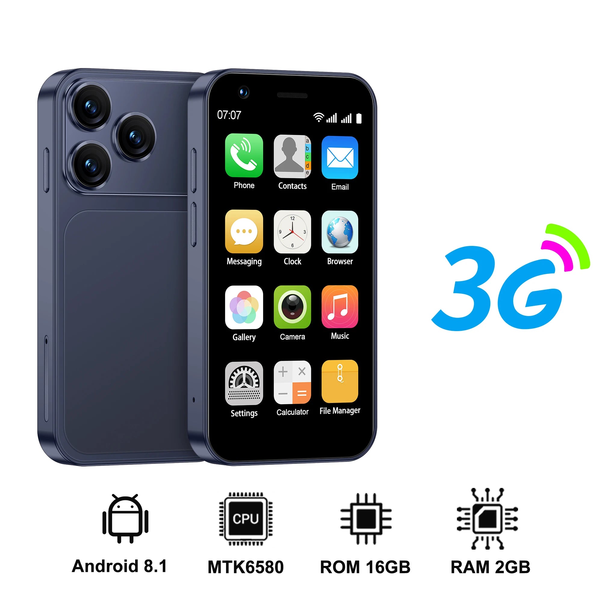SERVO 18SE mini Smartphone 3.0inch HD Display 3G WCDMA 2GB+16GB GPS Android Small Portable Cellphone Dual SIM Standby Play Store