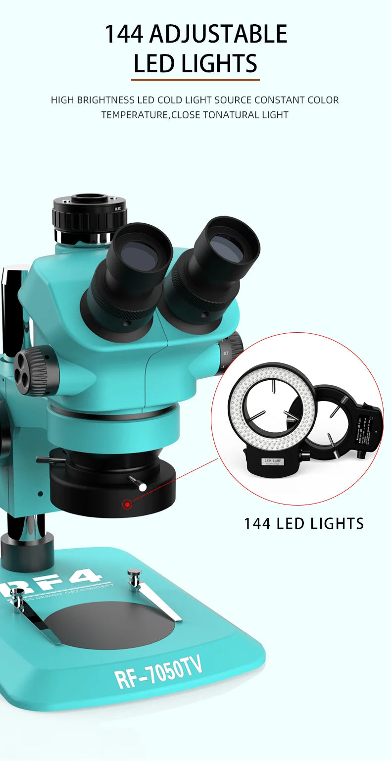 Trinocular Stereo Microscope 7-50X Zoom for Precision PCB Soldering Massage Chairs Tidesmit